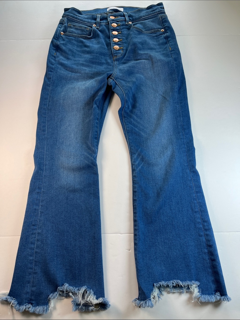 LOFT  High Waist Kick Crop Blue Button-Fly Women's Jeans Sz 4